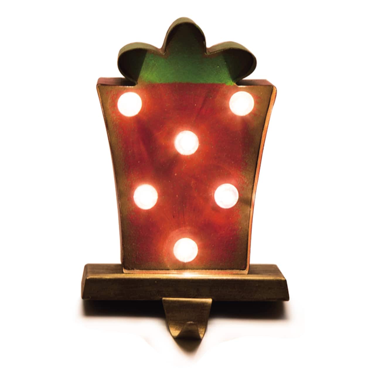 Glitzhome&#xAE; 7.5&#x22; Marquee LED Gift Box Stocking Holder